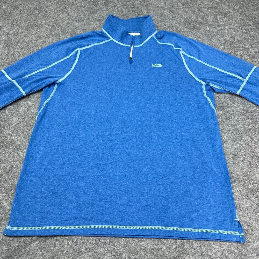 Alaskan Hardgear 1/4 Zip Shirt Mens Large Blue Performance Outdoor Fishing Vent